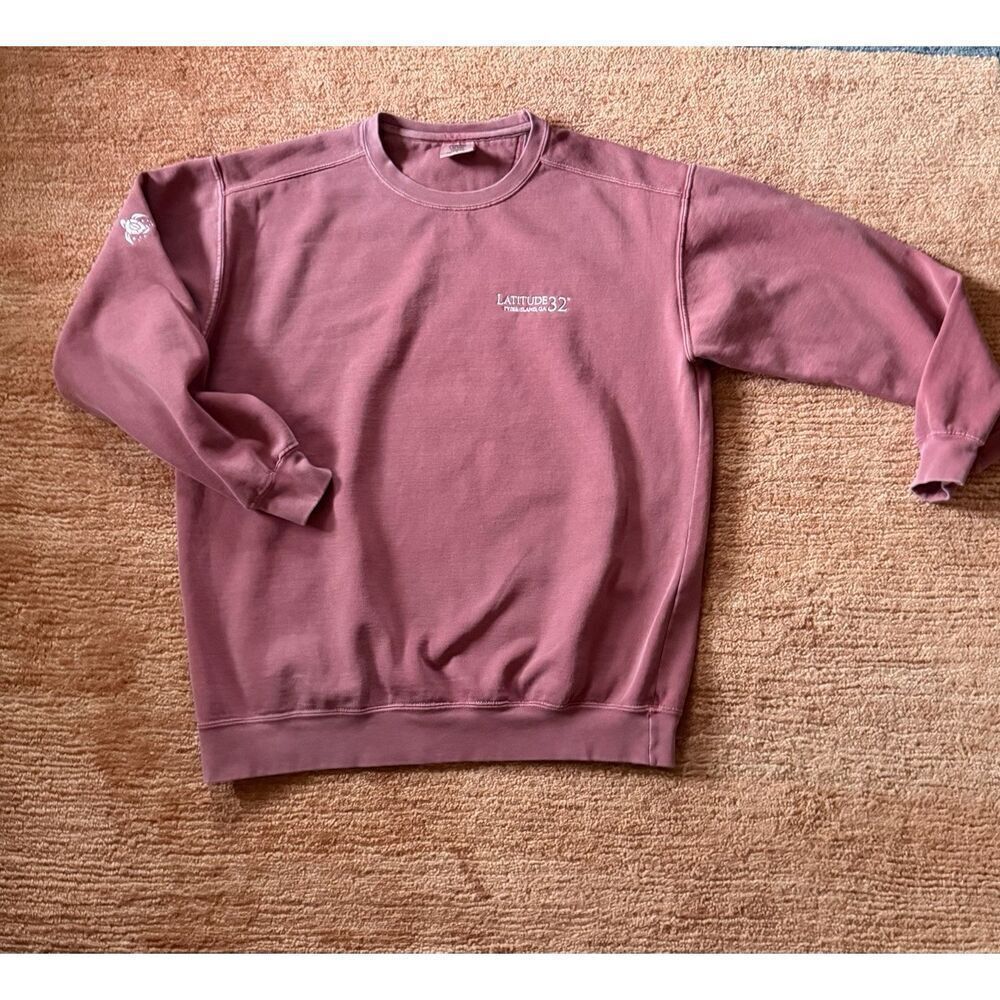 Comfort Colors Latitude 32 Tybee Island Sweatshirt Turtle Logo Rose M